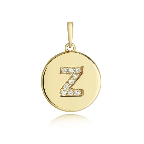 Diamond Z Initial Pendant 9ct Yellow Gold 1.10g